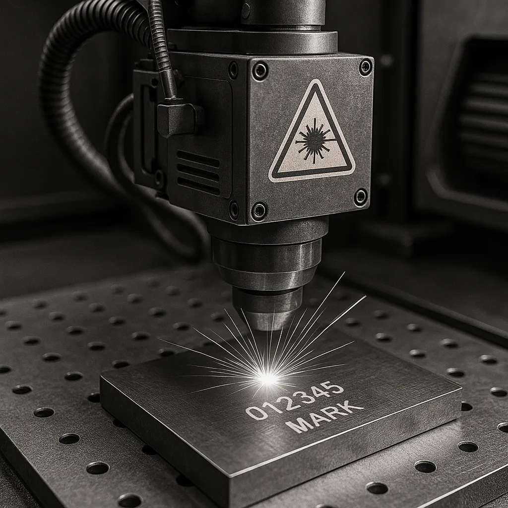 Illustration of a laser marking a metal part
